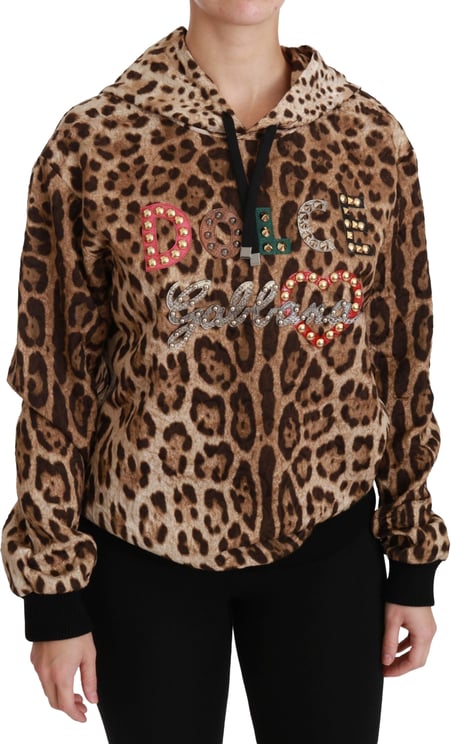 Dolce & Gabbana Dolce & Gabbana Brown Hooded Studded Ayers Leopard Sweater