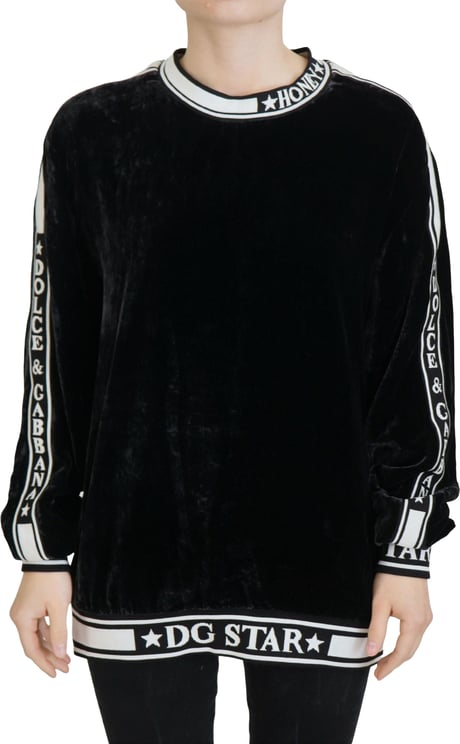 Dolce & Gabbana Dolce & Gabbana Black Velvet Crewneck Pullover Sweater