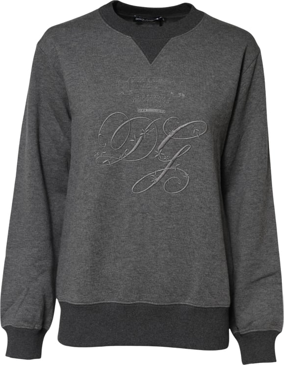 Dolce & Gabbana Dolce & Gabbana Gray DG Logo Embroidered Pullover Sweater