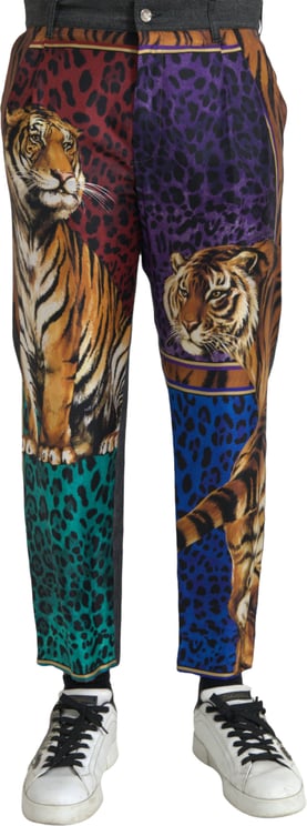Dolce & Gabbana Dolce & Gabbana Multicolor Tiger Leopard Cotton Loose Tapered Pants