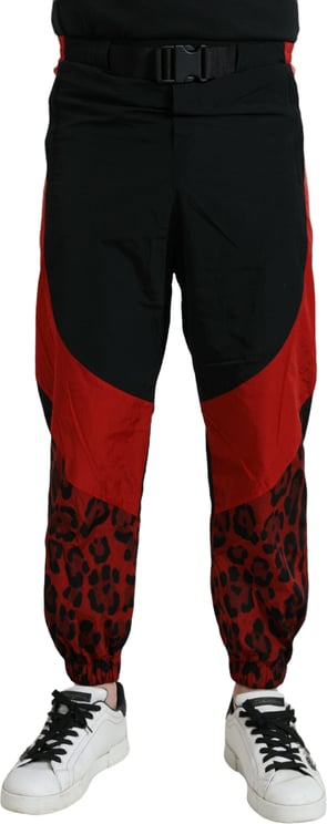 Dolce & Gabbana Dolce & Gabbana Black Red Leopard Print Nylon Jogger Pants