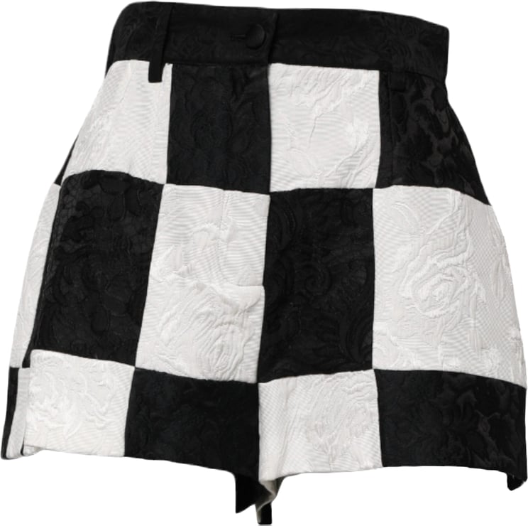 Dolce & Gabbana Dolce & Gabbana Black White Floral Brocade Hot Pants Shorts