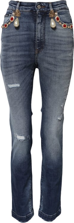 Dolce & Gabbana Dolce & Gabbana Blue Rhinestone Embellished Denim Jeans