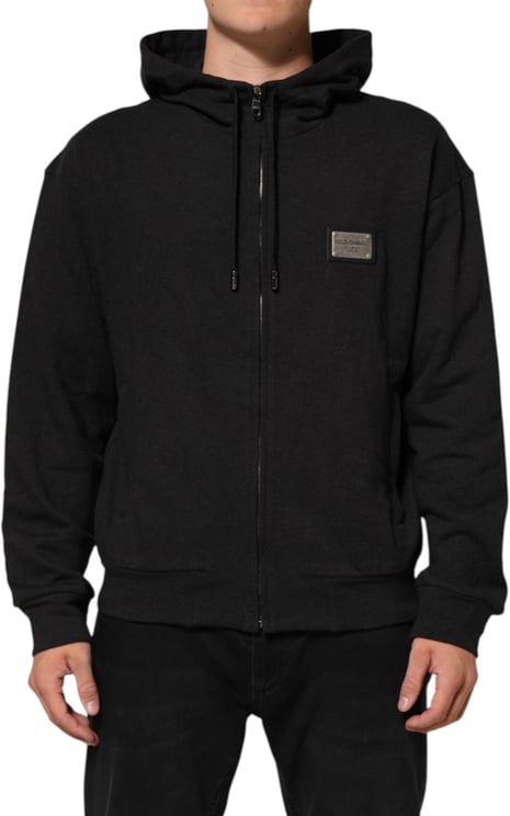 Dolce & Gabbana Dolce & Gabbana Black Logo FullZip Hooded Sweatshirt Sweater