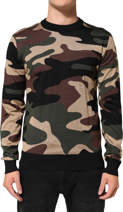 Dolce & Gabbana Dolce & Gabbana Multicolor Camouflage Crew Neck Men Pullover Sweater