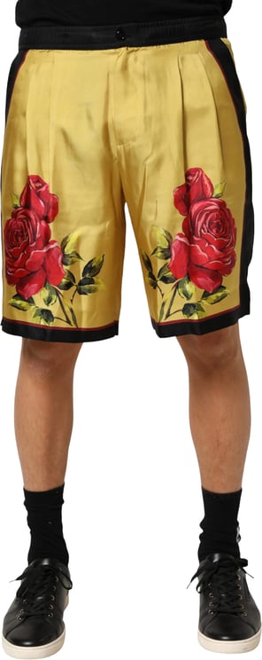 Dolce & Gabbana Dolce & Gabbana Yellow Floral Print Silk Men Bermuda Shorts