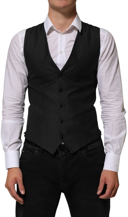 Dolce & Gabbana Dolce & Gabbana Black Wool Men Dress Formal Waistcoat Vest