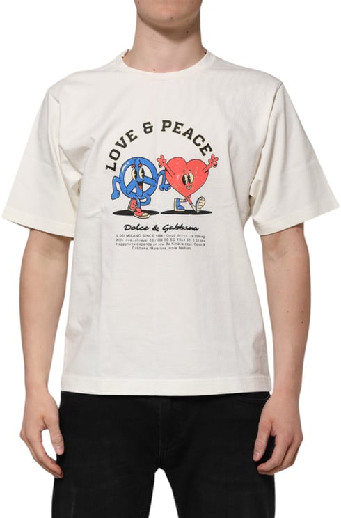 Dolce & Gabbana Dolce & Gabbana White Love Peace Cotton Men Crew Neck T-shirt