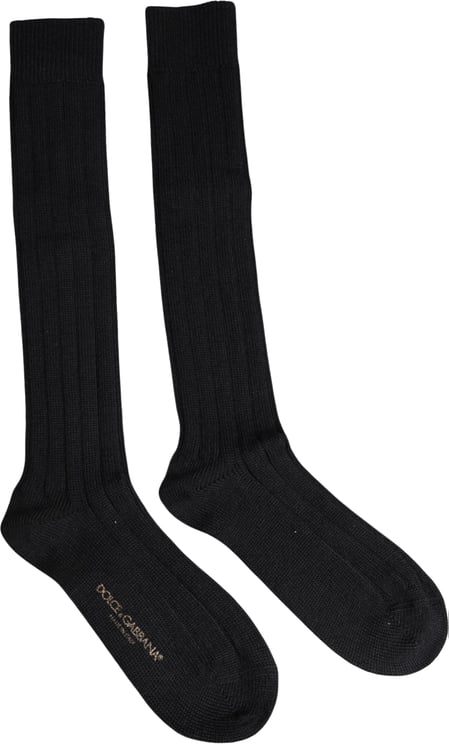 Dolce & Gabbana Dolce & Gabbana Black DG Logo Print Over The Calf Socks