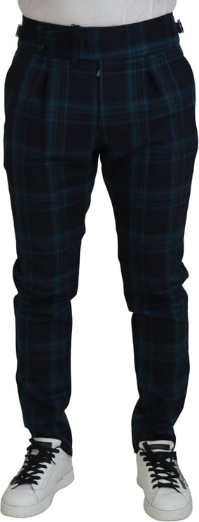 Dolce & Gabbana Dolce & Gabbana Blue Purple Plaid Wool Trousers Pants