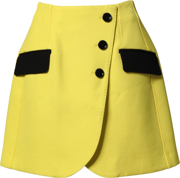 Dolce & Gabbana Dolce & Gabbana Yellow Wool Buttoned High Waist Mini Skirt