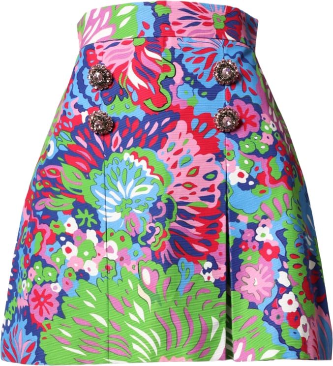 Dolce & Gabbana Dolce & Gabbana Multicolor Floral Buttoned High Waist Mini Shorts