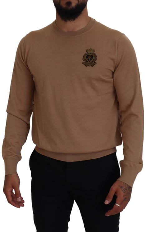 Dolce & Gabbana Dolce & Gabbana Beige Cashmere Crown Logo Pullover Sweater