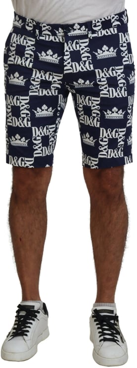 Dolce & Gabbana Dolce & Gabbana Blue Logo Print Cotton Chinos Shorts