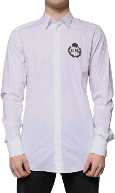 Dolce & Gabbana Dolce & Gabbana White Cotton Logo Formal Men GOLD Dress Shirt