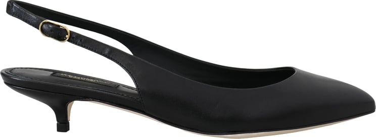 Dolce & Gabbana Dolce & Gabbana Black Leather Slingbacks Heels Pumps Shoes