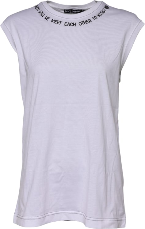 Dolce & Gabbana Dolce & Gabbana White Cotton Sleeveless Printed Tank T-shirt
