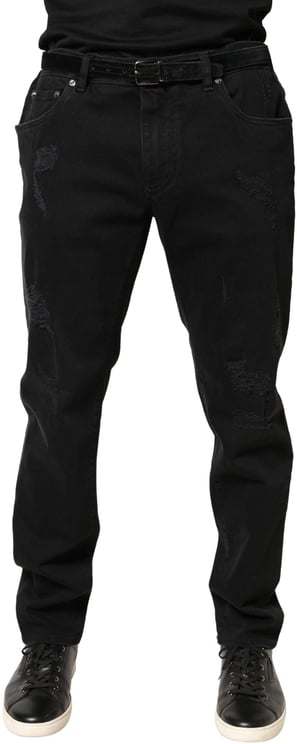 Dolce & Gabbana Dolce & Gabbana Black Tattered Skinny Cotton Denim Jeans