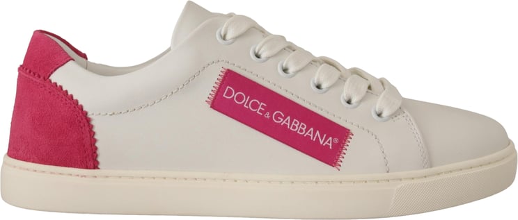Dolce & Gabbana Dolce & Gabbana White Pink Leather Low Top Sneakers Womens Shoes