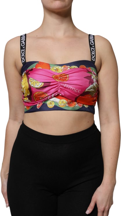 Dolce & Gabbana Dolce & Gabbana Multicolor Silk Cropped Bustier Corset Top