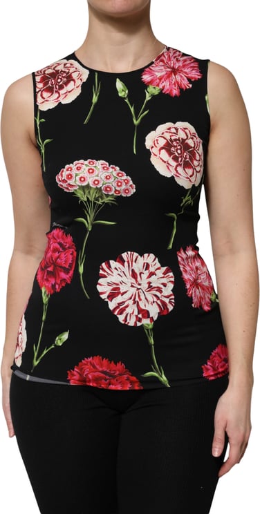 Dolce & Gabbana Dolce & Gabbana Black Floral Print Sleeveless Tank Blouse Top