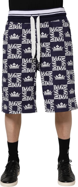 Dolce & Gabbana Dolce & Gabbana Blue DG Logo Print Chino Men Bermuda Shorts