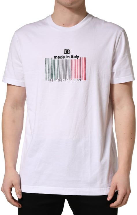 Dolce & Gabbana Dolce & Gabbana White Barcode Cotton Crew Neck Men T-shirt