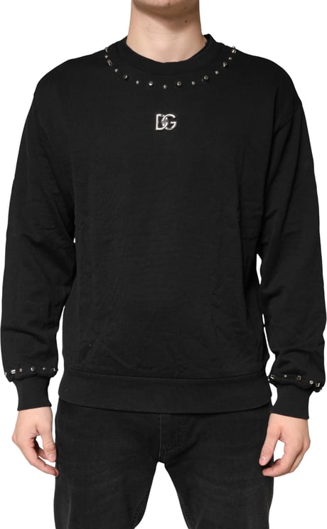 Dolce & Gabbana Dolce & Gabbana Black Embellished Cotton Sweatshirt Sweater