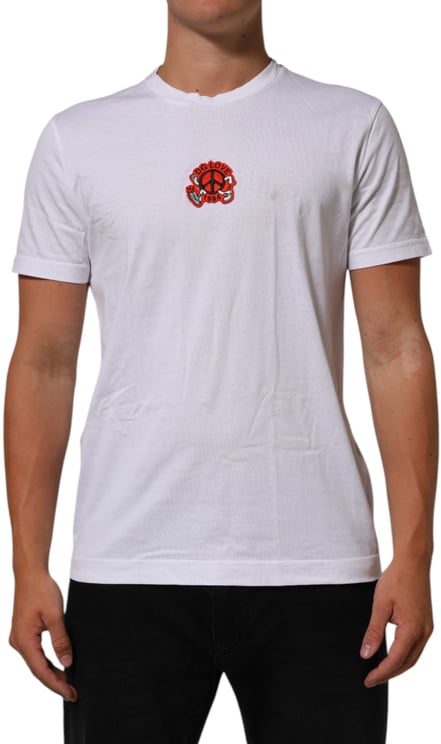 Dolce & Gabbana Dolce & Gabbana White Cotton DG Love Patch Crew Neck T-shirt