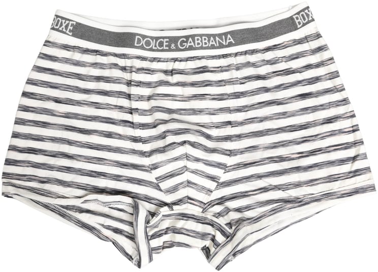 Dolce & Gabbana Dolce & Gabbana Gray White Stripes Men Regular Boxer Underwear