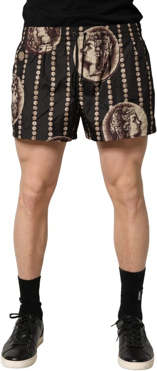 Dolce & Gabbana Dolce & Gabbana Black Roman Coin Print Swim Shorts Swimwear