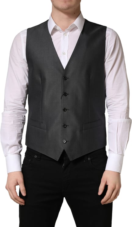Dolce & Gabbana Dolce & Gabbana Dark Gray Single Breasted Men Waistcoat Vest