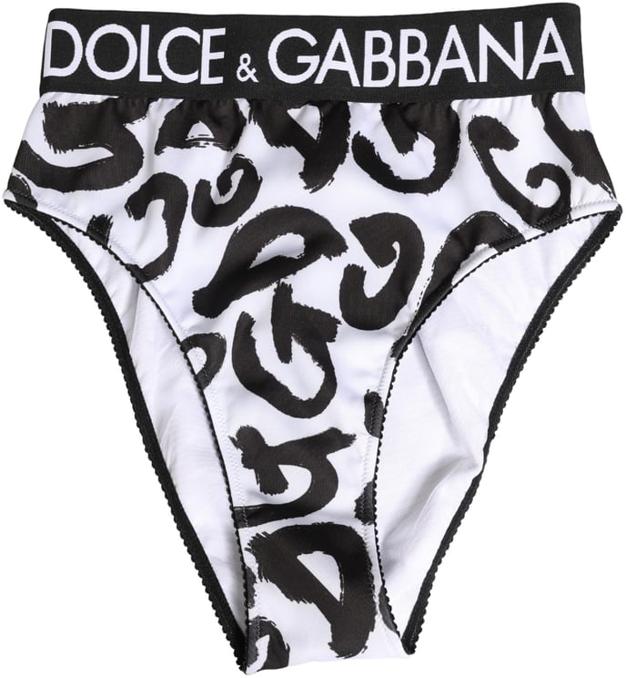 Dolce & Gabbana Dolce & Gabbana Black White Graphic Logo High Brief Underwear