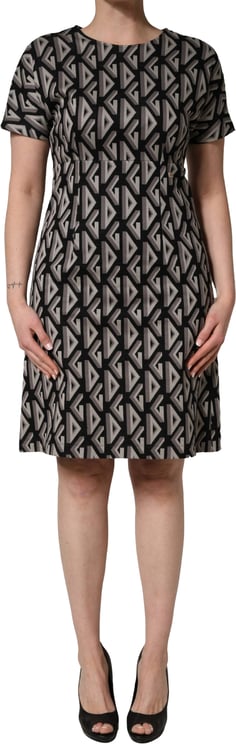 Dolce & Gabbana Dolce & Gabbana Black Logo Print Cotton Knee Length Dress
