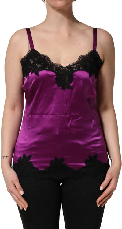 Dolce & Gabbana Dolce & Gabbana Purple Silk Lace Trim Camisole Sleeveless Tank Top