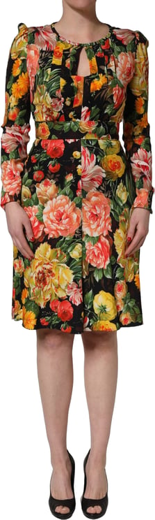 Dolce & Gabbana Dolce & Gabbana Multicolor Floral Print LongSleeve Midi Dress