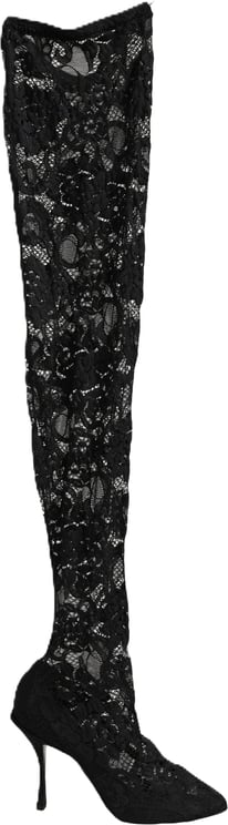 Dolce & Gabbana Dolce & Gabbana Black Taormina Lace Socks Boots Pumps Shoes