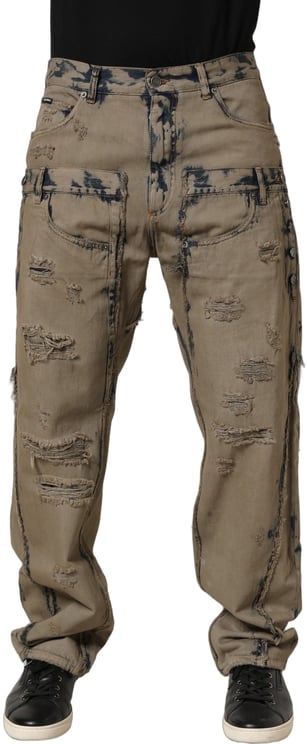 Dolce & Gabbana Dolce & Gabbana Beige Bleached Deconstructed Men Denim Jeans