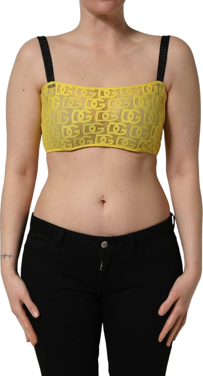 Dolce & Gabbana Dolce & Gabbana Yellow Black Leopard Faux Leather Bra Top