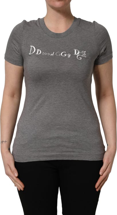 Dolce & Gabbana Dolce & Gabbana Gray Logo Embroidery Short Sleeve T-shirt