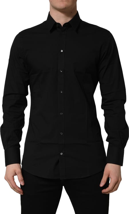 Dolce & Gabbana Dolce & Gabbana Black Cotton Stretch GOLD Fit Dress Shirt