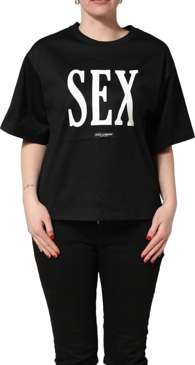 Dolce & Gabbana Dolce & Gabbana Black Jersey Graphic Short Sleeve Crew Neck T-shirt