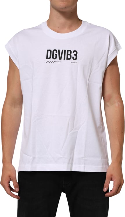 Dolce & Gabbana Dolce & Gabbana White Cotton Sleeveless Printed Tank T-shirt
