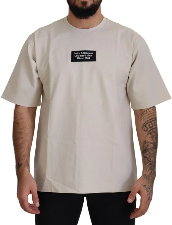 Dolce & Gabbana Dolce & Gabbana Ivory Cotton Ivory Printed Crewneck