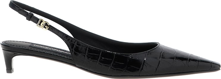 Dolce & Gabbana Dolce & Gabbana Black Calfskin Mid Heel Pumps