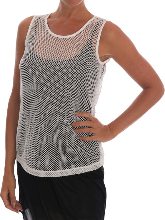 Dolce & Gabbana Dolce & Gabbana White Net Tank Transparent Top
