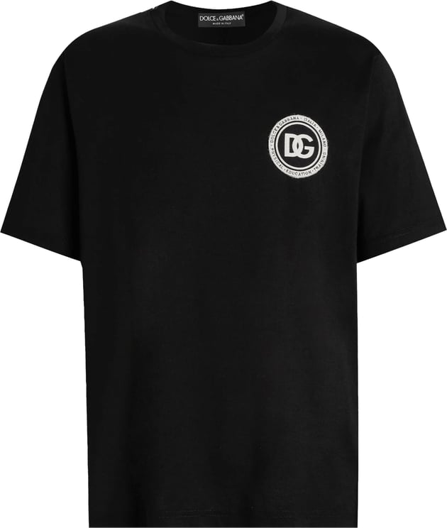 Dolce & Gabbana Short-Sleeve T-Shirt with Crew Neck and Signature Emblem