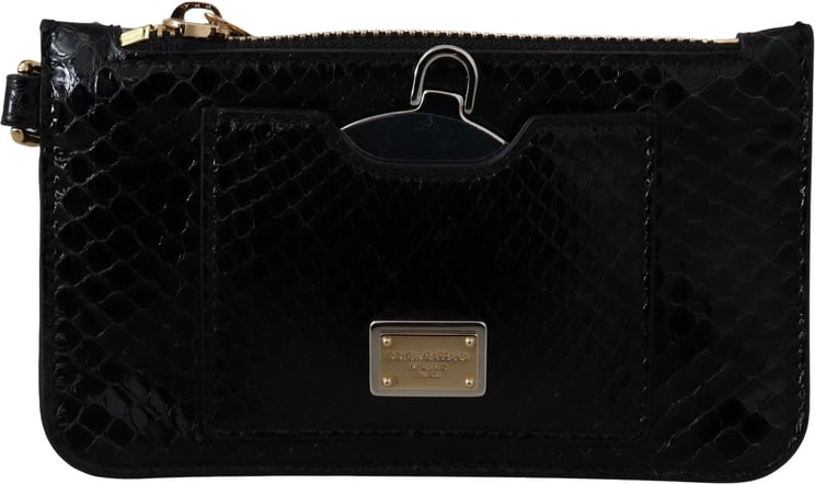 Dolce & Gabbana Dolce & Gabbana Black Leather Coin Purse Wristlet Mirror Agnese Wallet
