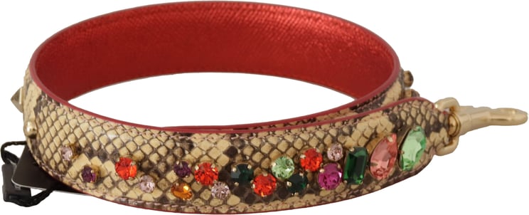 Dolce & Gabbana Dolce & Gabbana Beige Exotic Leather Crystals Shoulder Strap