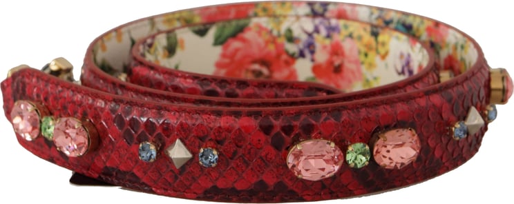 Dolce & Gabbana Dolce & Gabbana Red Exotic Leather Crystals Reversible Shoulder Strap